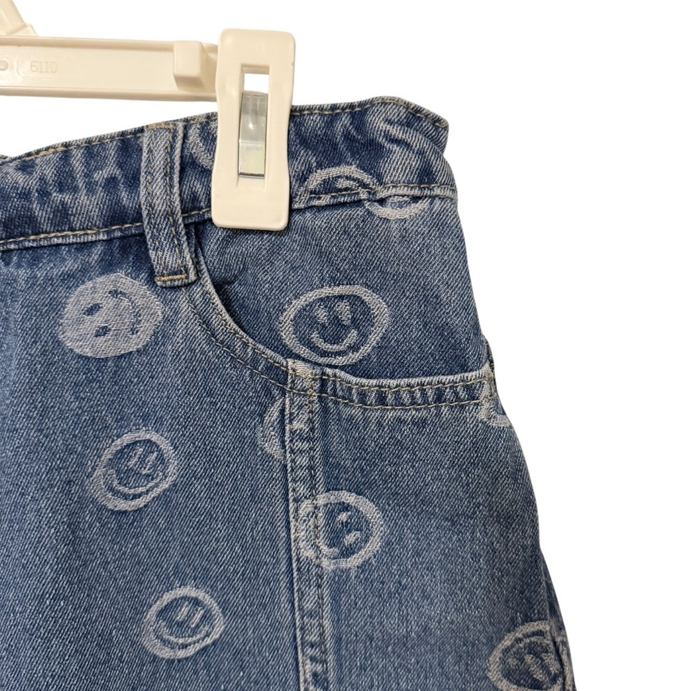 Molo Bera Blue Happiness Denim Mini Skirt Girls Size 16 Smiley Face Button Front - Picture 3 of 10